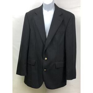 Chaps Ralph Lauren Sport Coat Men 40T Black 100% Wool Gold 2-Button Lined Jacket